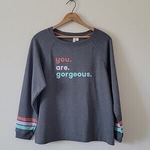 Joyspun "You. Are. Gorgeous." Loungewear Long Sleeve Fleece Size Medium